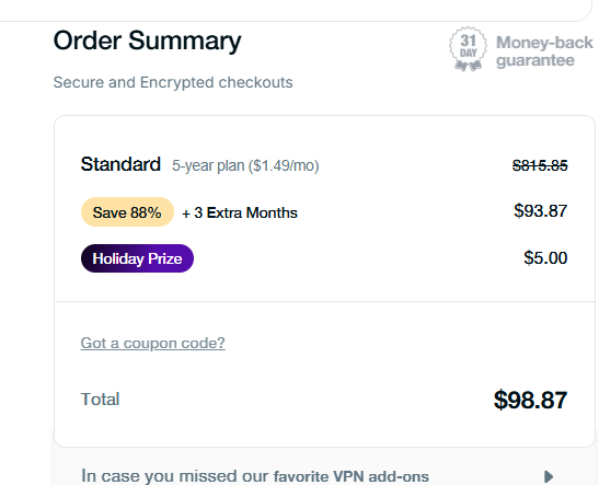 5 Year plan for $98.87