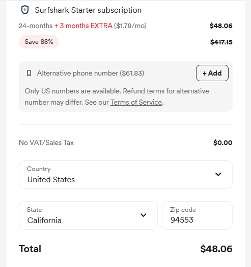 Surfshark 2 Year deal pricing without coupon